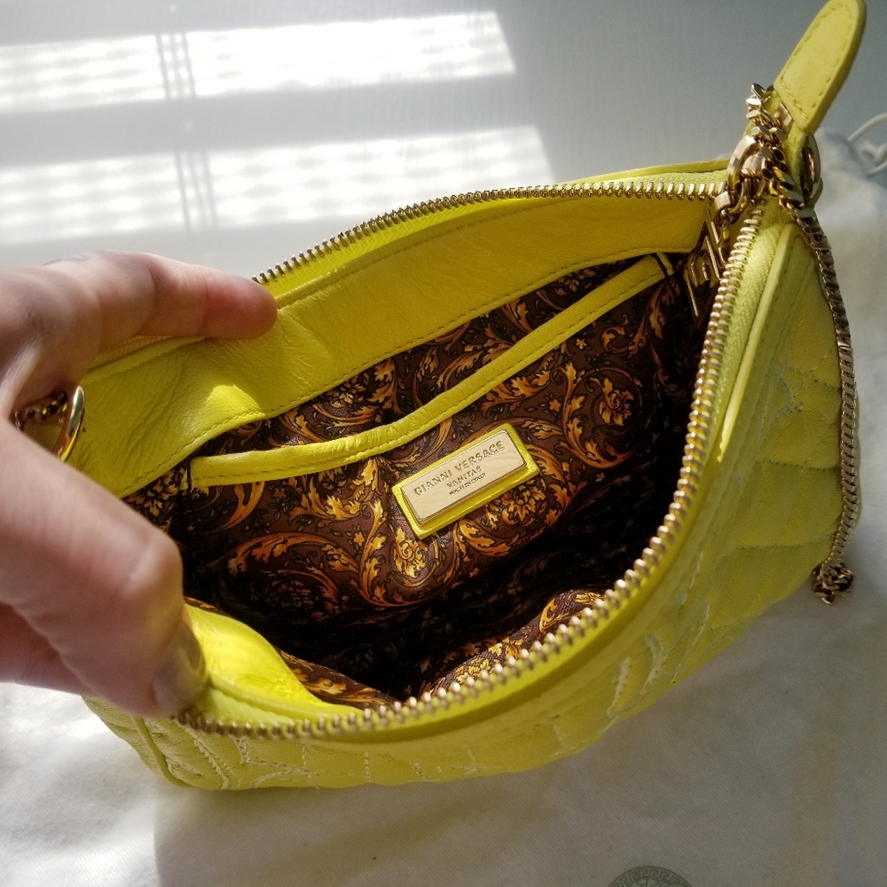 Versace Yellow Quilted Shoulder Bag - Picture 6 of 11